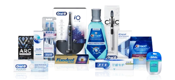 Product lineup for P&G’s Oral Care category, part of the Health Care sector