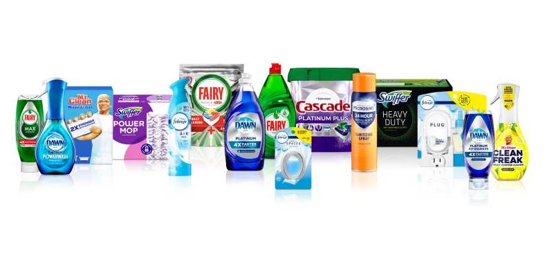 Product lineup for P&G’s Home Care category, part of the Fabric and Home Care sector