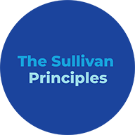 The Sullivan Principles colored in light blue text. A blue circle outline surrounds the icon.