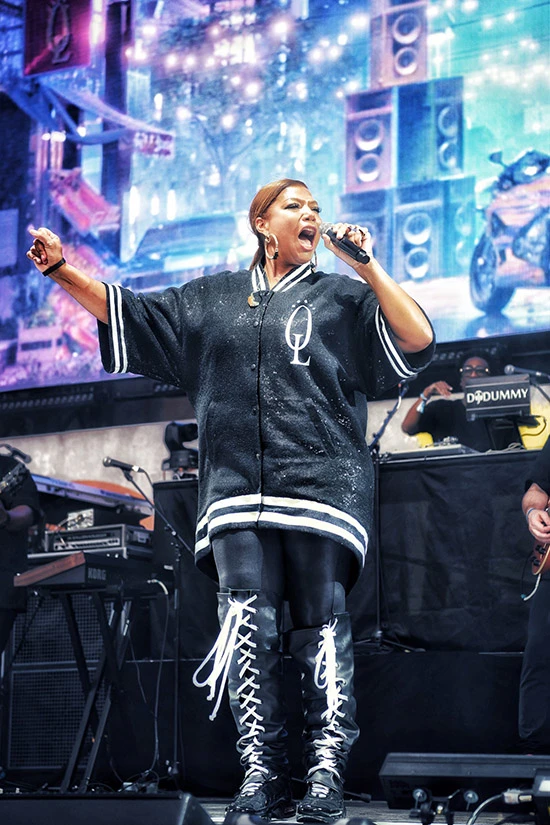 Queen Latifah takes the stage and performs during the 2023 Rock the Bells Festival in Queens, New York.