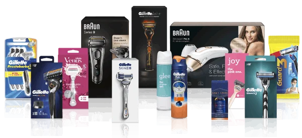 Product lineup for P&G’s Grooming category, forming the Grooming sector