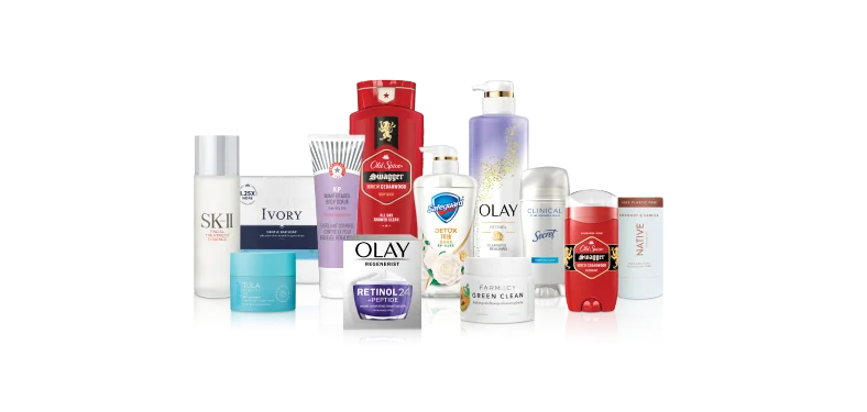 Product lineup for P&G’s Skin & Personal Care category, part of the Beauty sector