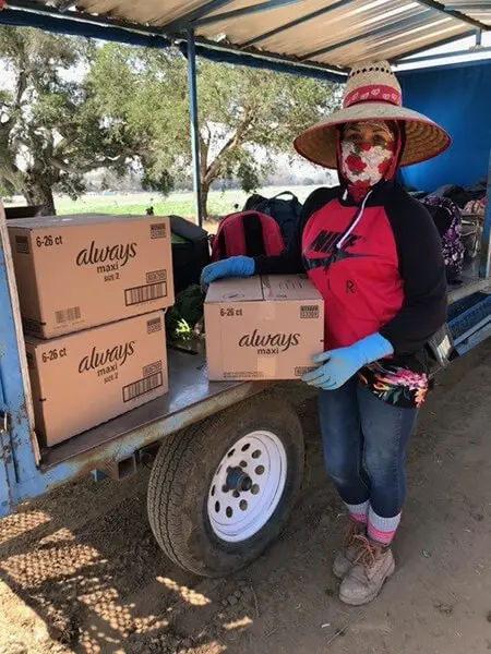 Always donated period products to farm workers in Ventura County, Calif., through Food Share Food Bank.