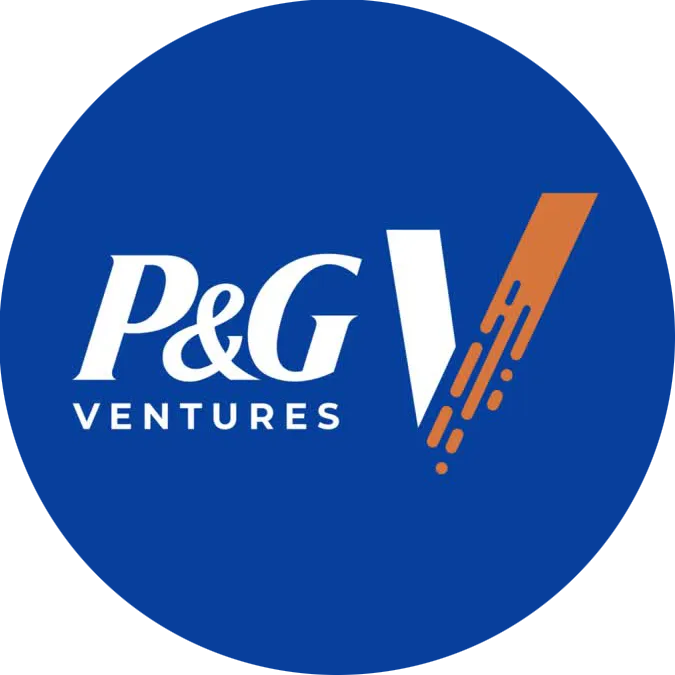A round blue circle with text that says P&G Ventures.