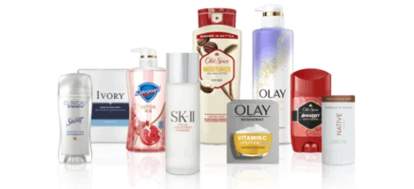 Product lineup for P&G’s Skin & Personal Care category, part of the Beauty sector