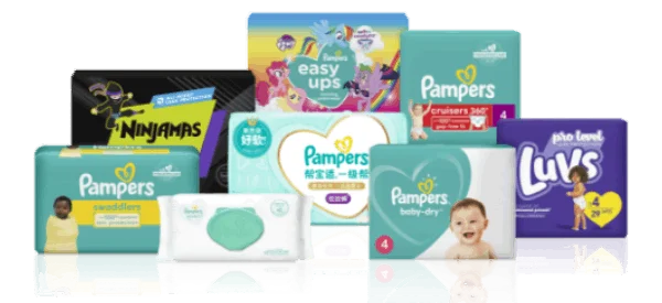 Product lineup for P&G’s Baby Care category, part of the Baby, Feminine and Family Care sector