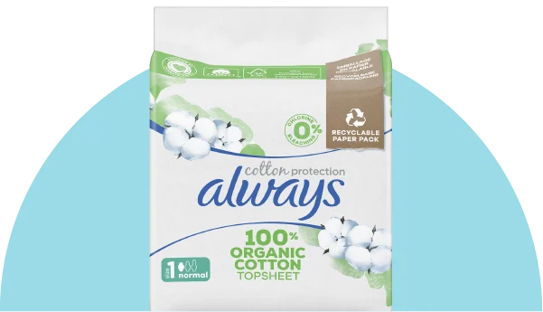 The paper-based recyclable package offered on P&G's premium Always Cotton Protection pads in select stores in Germany