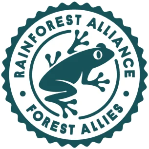 The Rainforest Alliance Forest Allies logo. A dark green frog in a circle.