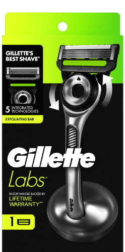 GilletteLabs razor (carton with image of razor; neon-green accent top)