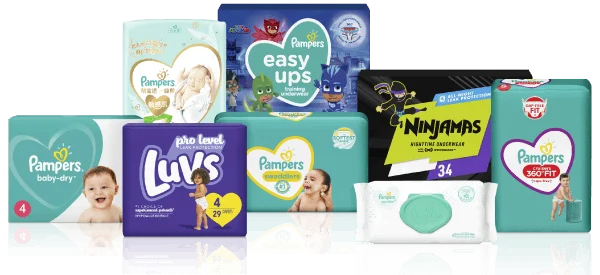 Product lineup for P&G’s Baby Care category, part of the Baby, Feminine and Family Care sector