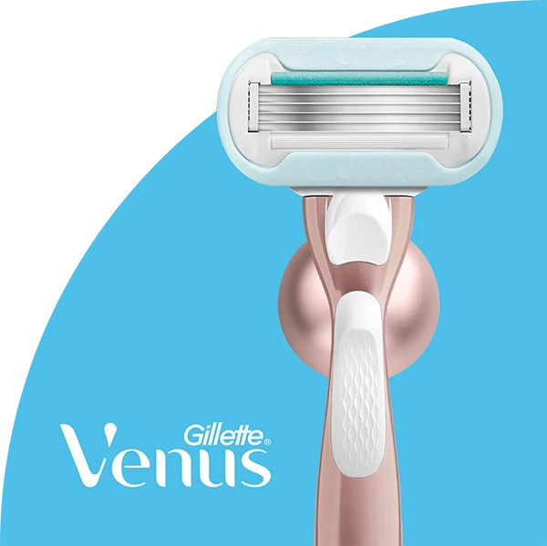 Gillette Venus razor (rose‑pink finish).