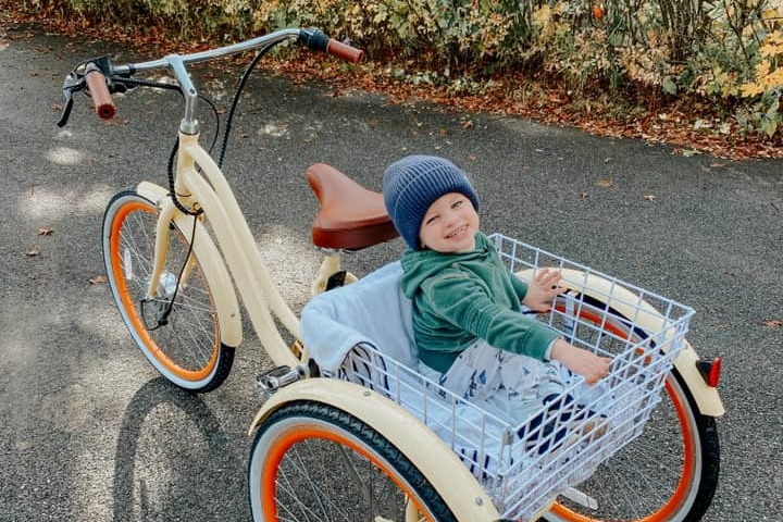 Tricycle with shop baby carrier