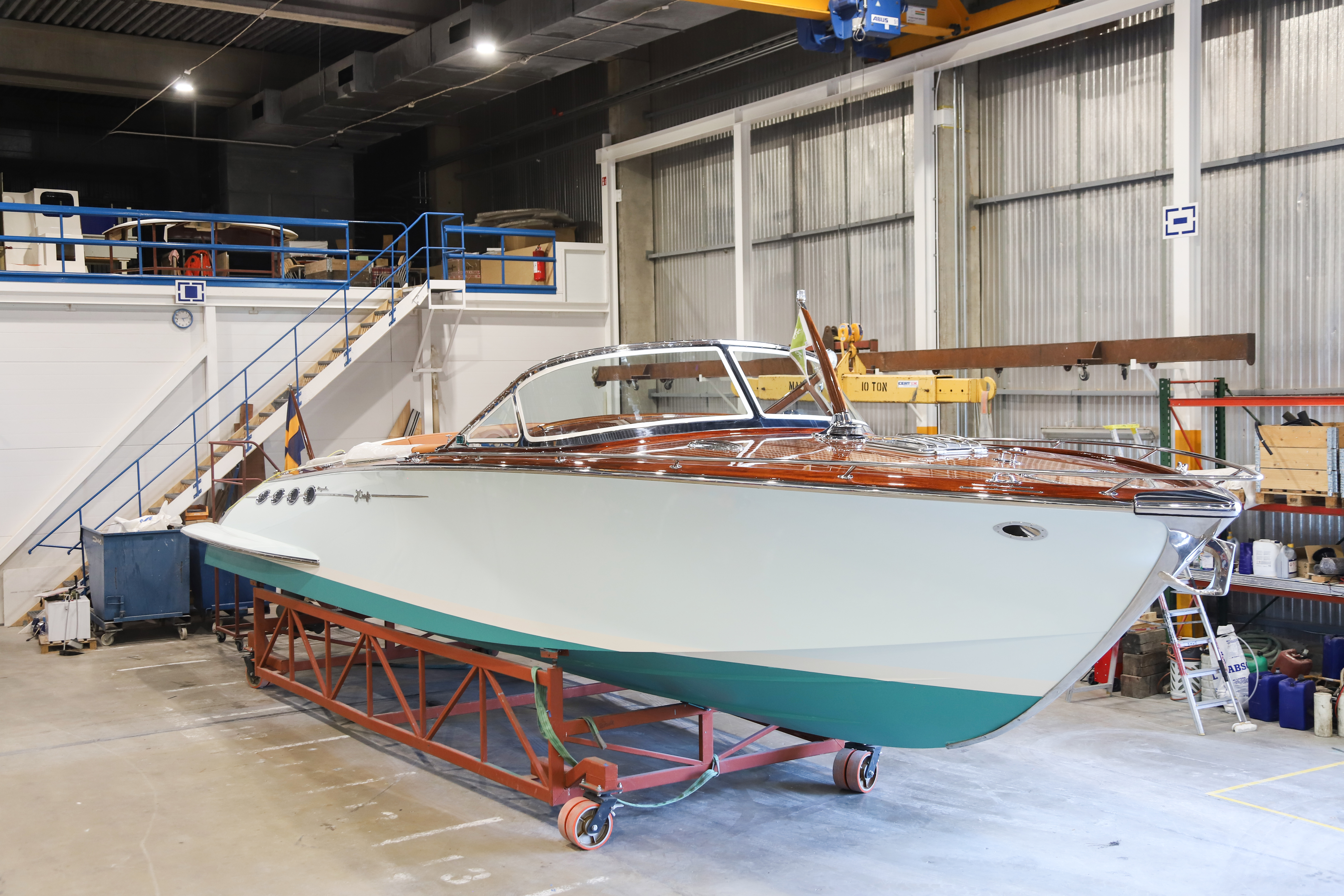 Zens on her cradle in J Craft's shipyard, refit completed and waiting to be reunited with her owner.