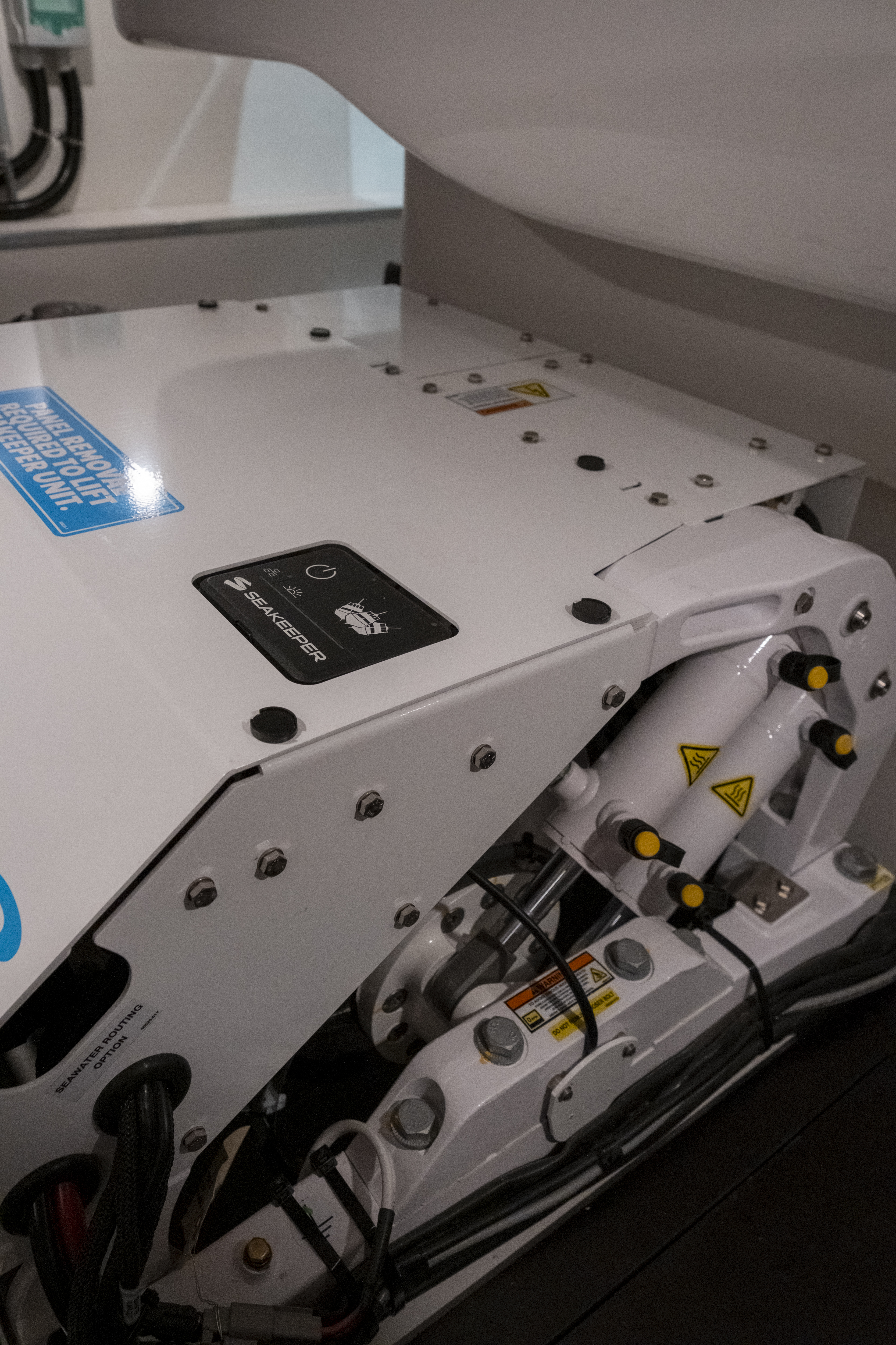 Seakeeper gyroscopic stabiliser installed in the bilge of a J Craft Torpedo, eliminating boat roll at anchor and at speed