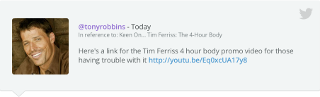Example tweet linking to a video