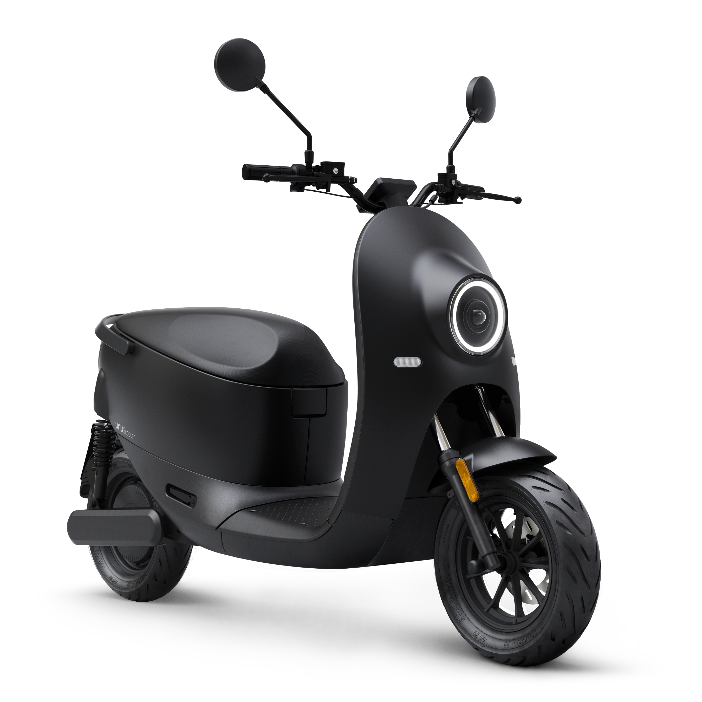 Perspective view on matte black scooter
