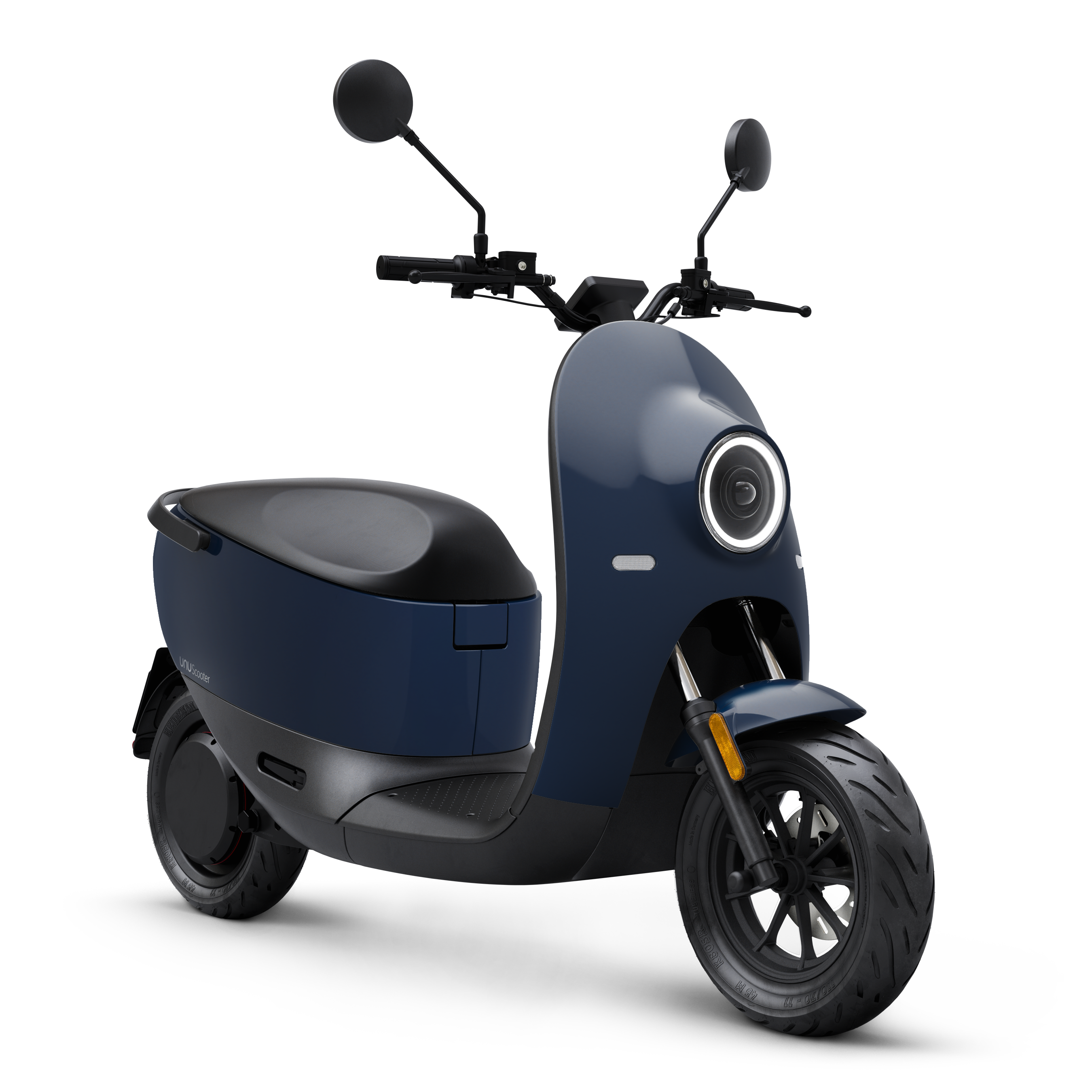 Perspective view on blue glossy scooter