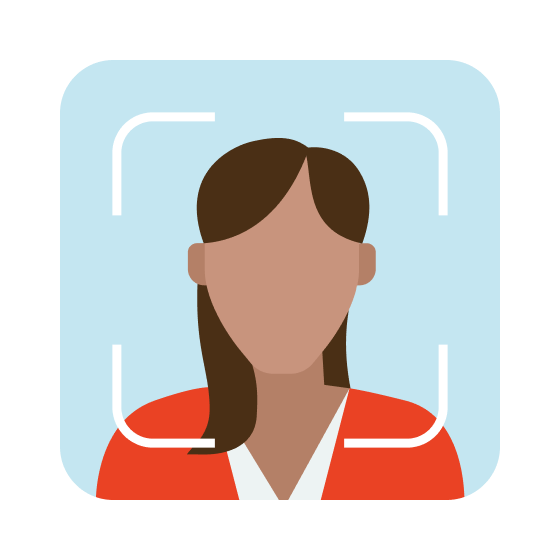 Facial recognition, illustration of woman
