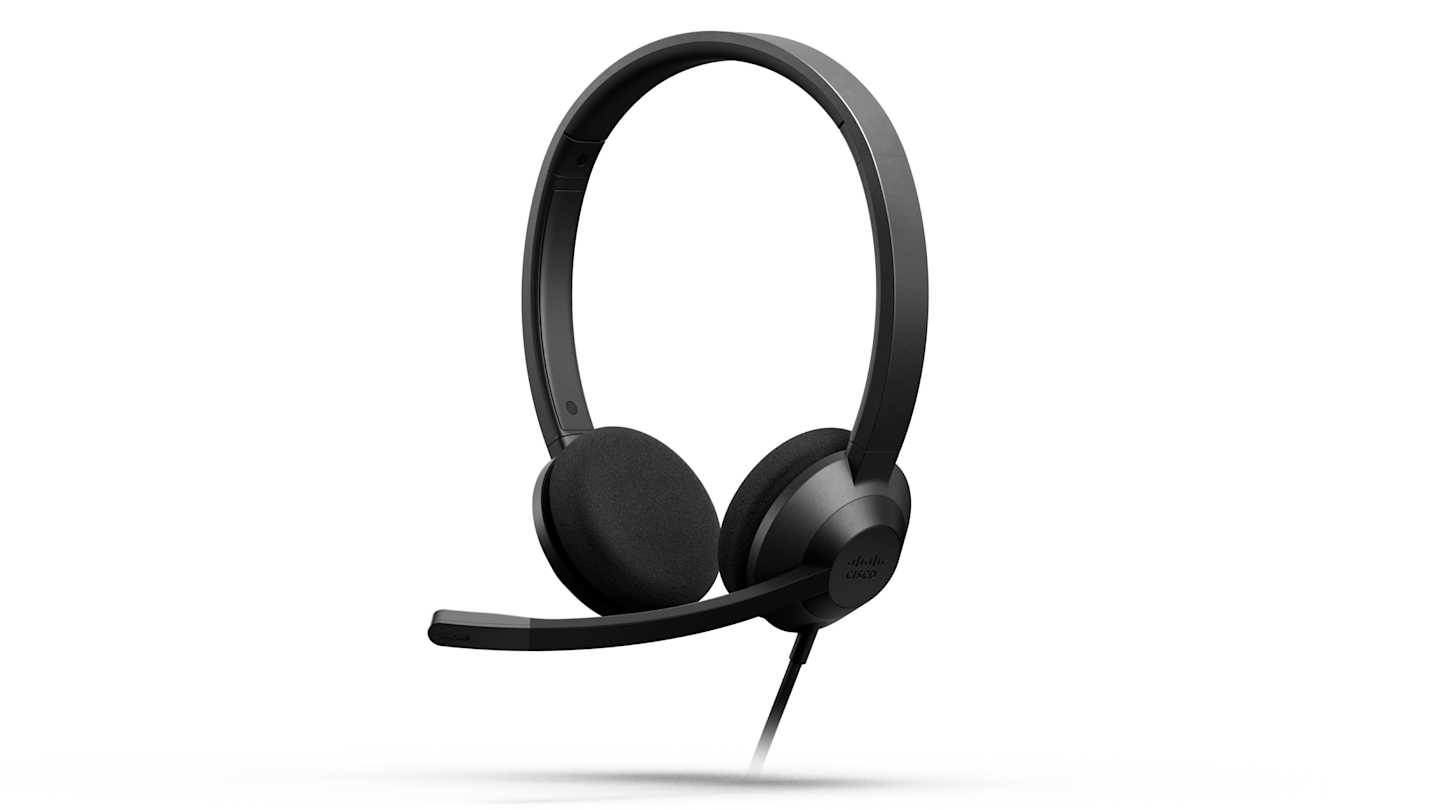 Cisco Headset 320 Hero Quarter Dark on white background