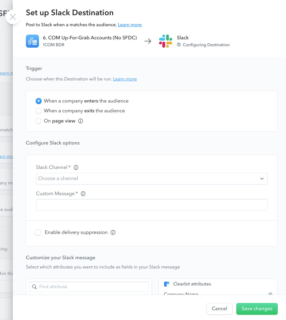 Slack alert parameters 