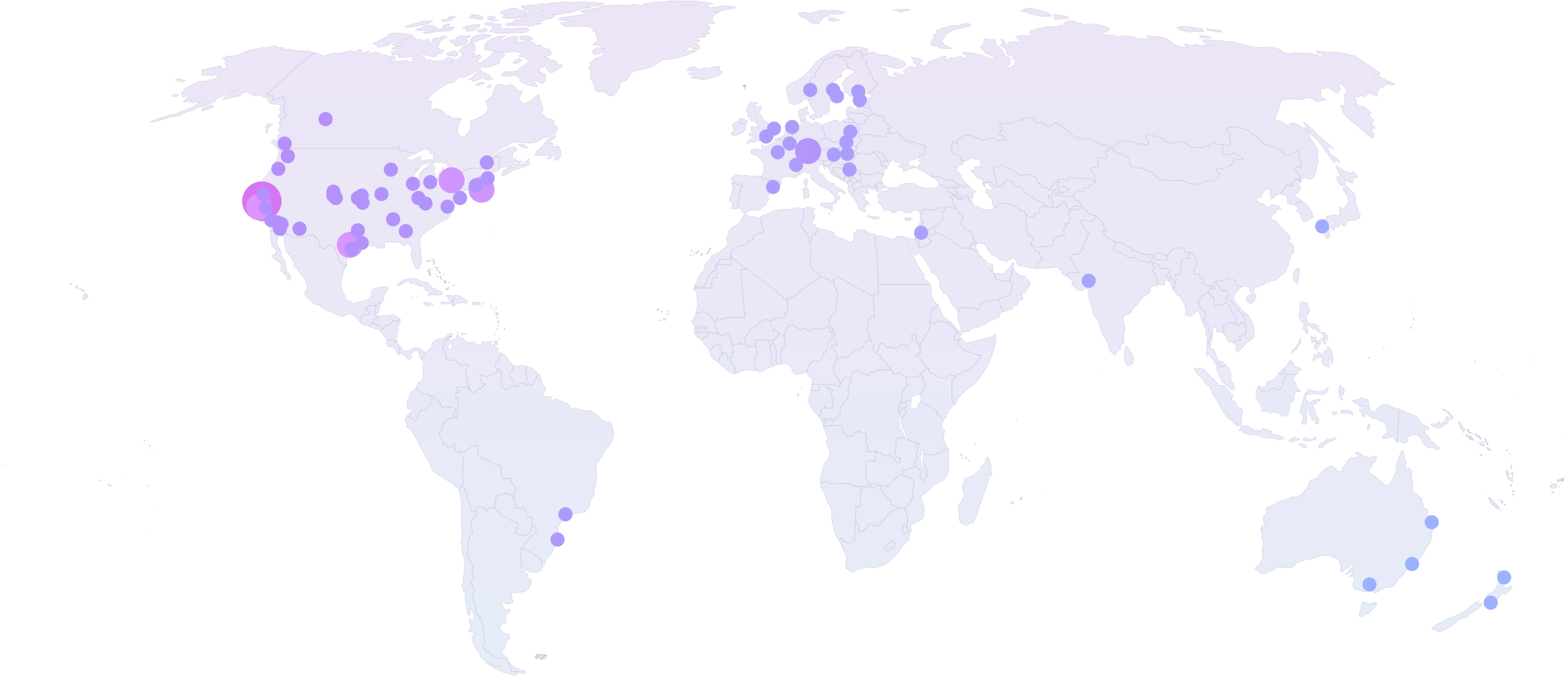 map of locations for product led growth companies from OpenView's Market Map