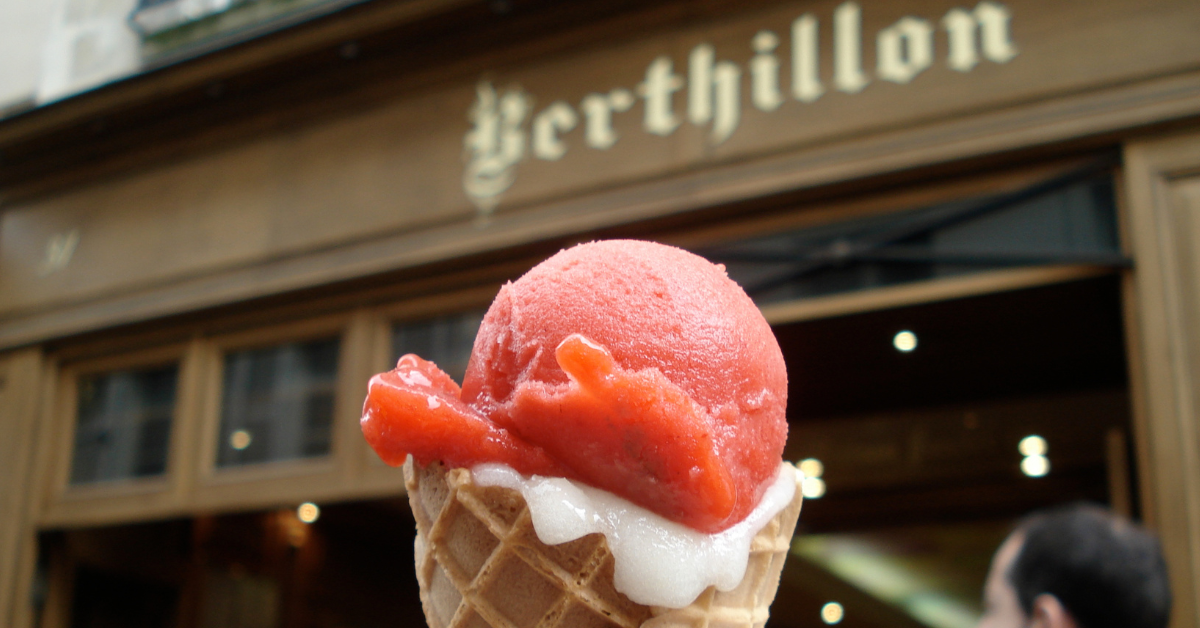 Berthillon Ice Cream is a famous Parisian brand on Île Saint-Louis, celebrated for its artisanal, high-quality ice creams and sorbets.