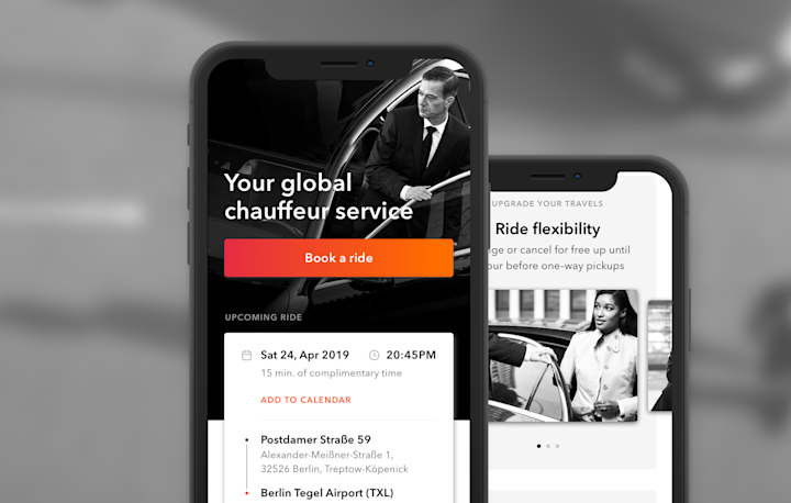 Screenshot of blacklane.com from two smartphones