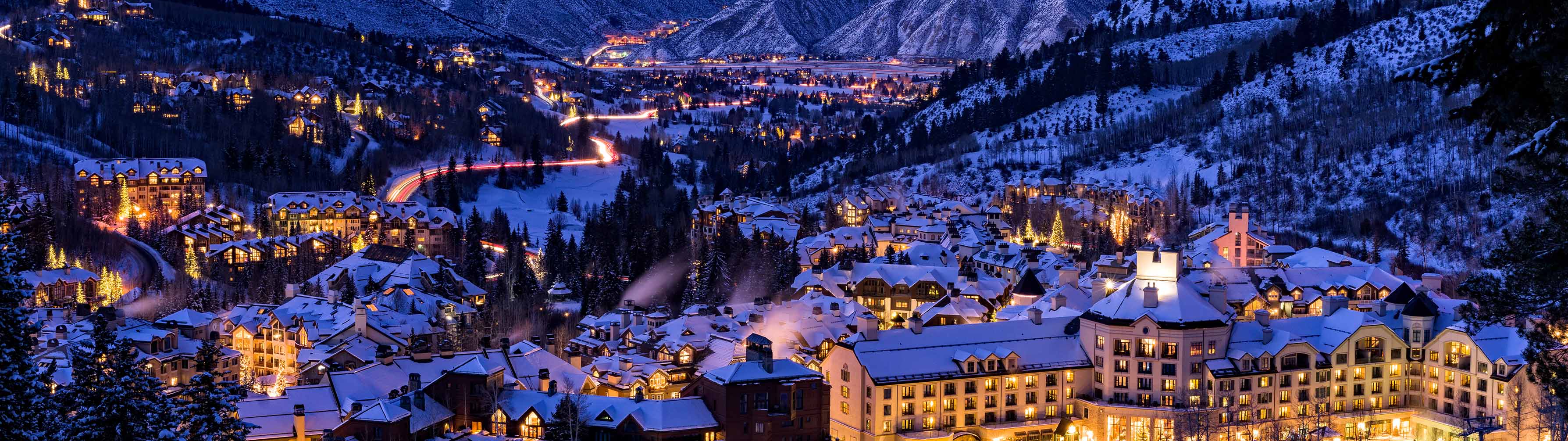 At night, the lovely chalets and valleys of Beaver Creek.