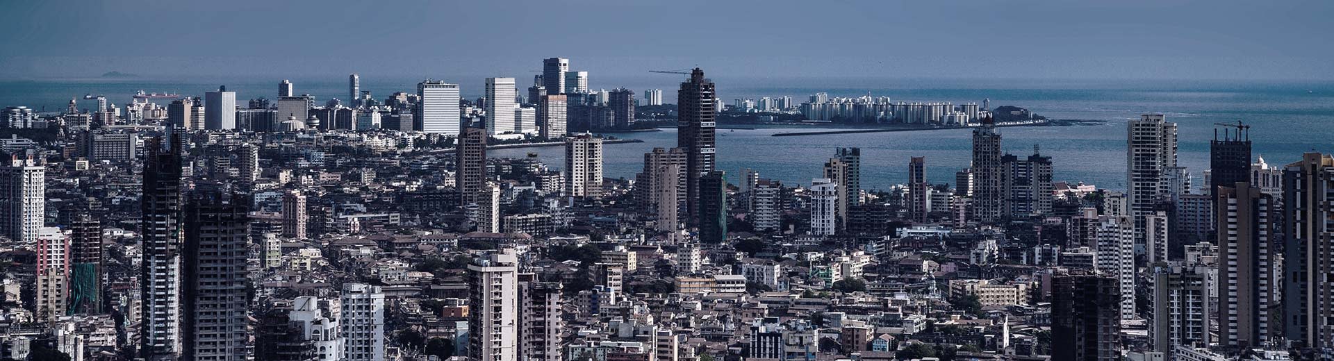 The towering high-rise apartment buildings of Mumbai