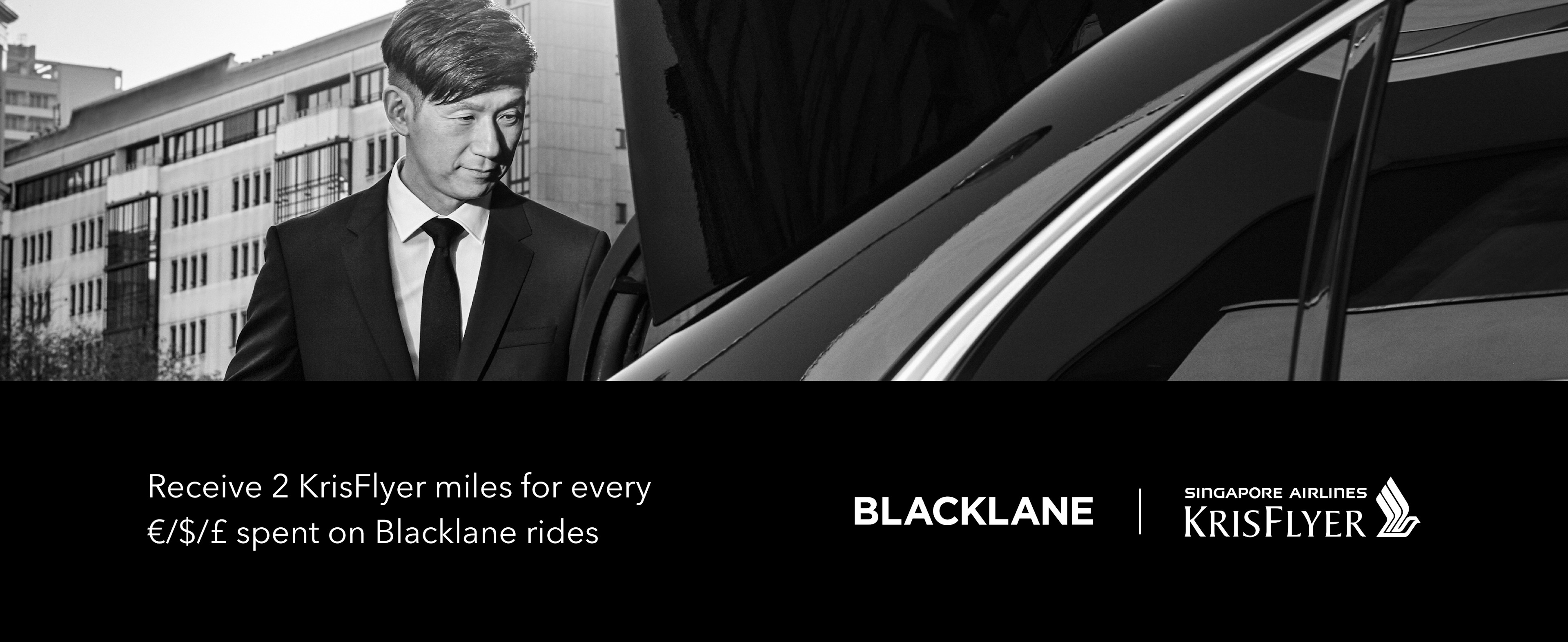 Receive 2 KrisFlyer miles for every dollar spent on Blacklane rides courtesy of Singapore Airlines.