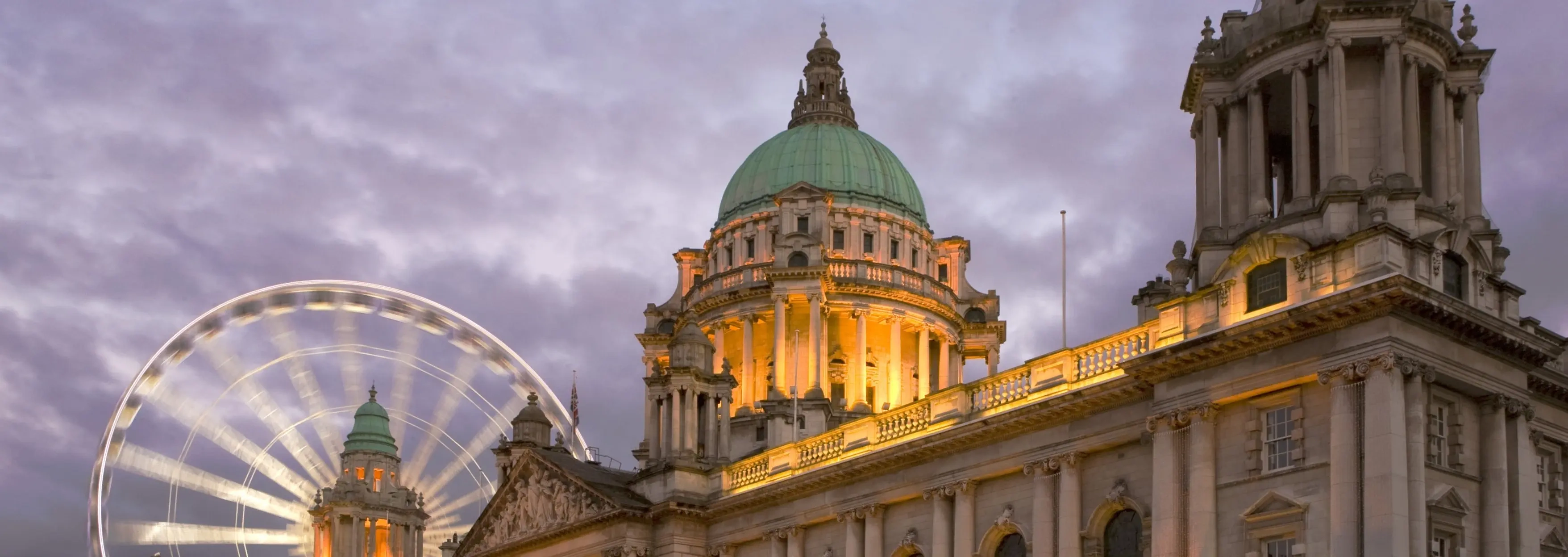 Dusk light over the beautiful Belfast City Hall.