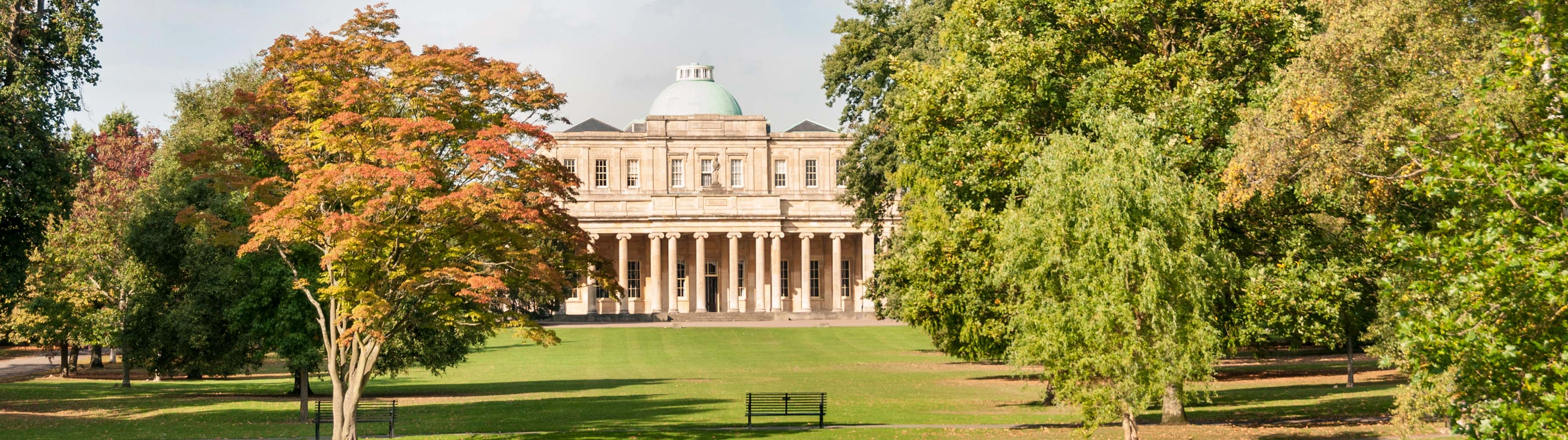 Autumnal shot of the Pittville Pump Room in Cheltenham.