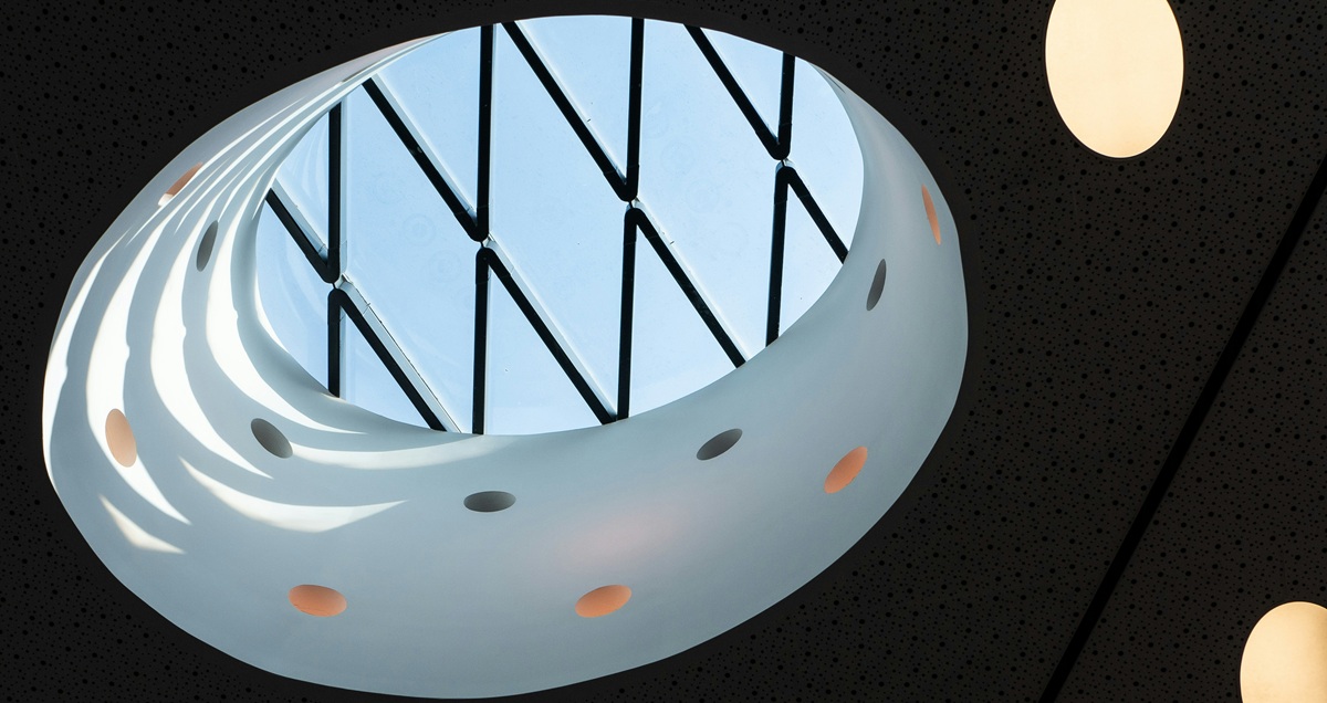 An artistic skylight in Lisbon Airport Terminal 1