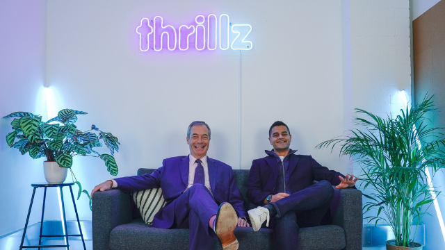 Nigel and Anjan pose for a picture at Thrillz HQ.