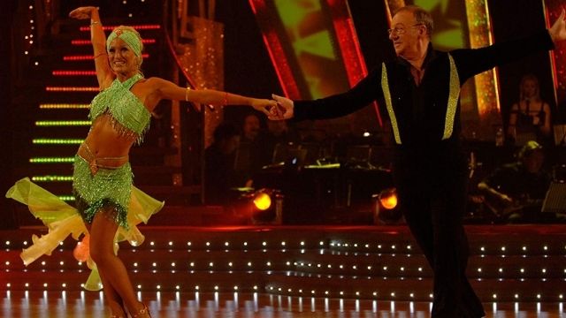 Dennis Taylor puts on his dancing shoes for the BBC's Strictly Come Dancing competition in 2005. Image credit: IMDb.