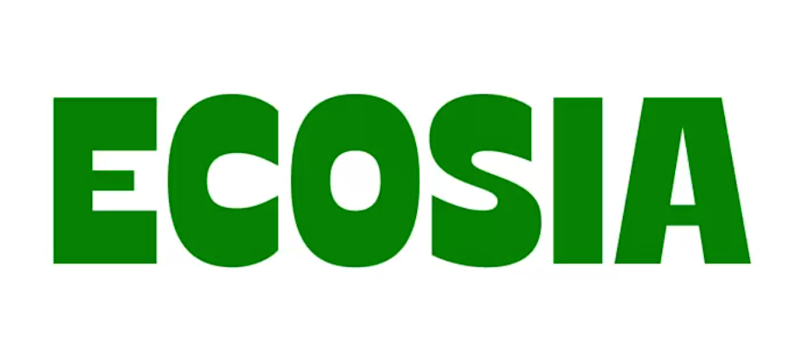 Ecosia written in large green letters on a white background