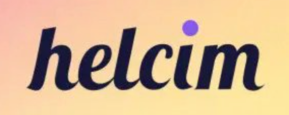 Helcim written in black on an orange and yellow gradient background