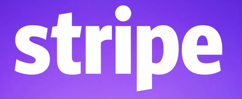 Stripe written in white on a purple background