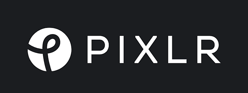 Pixlr writes in white on a black background