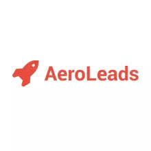 Aeroleads ecris en rouge sur fond blanc et a cote une petite fusée rouge