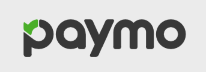 Paymo ecris en noir sur fond gris avec une touche de vert pomme