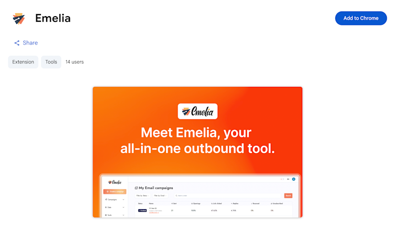 Télécharger l'extension Google Chrome Emelia pour votre prospection B2B entièrement automatisée