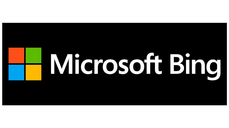 Microsoft Bing written in white on a black background with four squares in red, green, blue, and yellow on the left side.