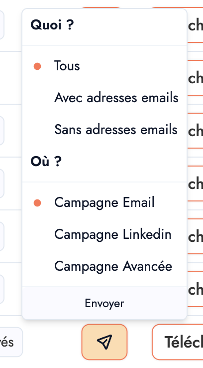 Ecran pour choisir sa campagne