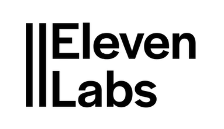 ElevenLabs written in black on a white background with two black lines on the left side