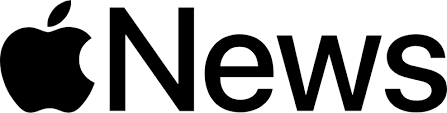 Une pomme noire et News sur fond blanc