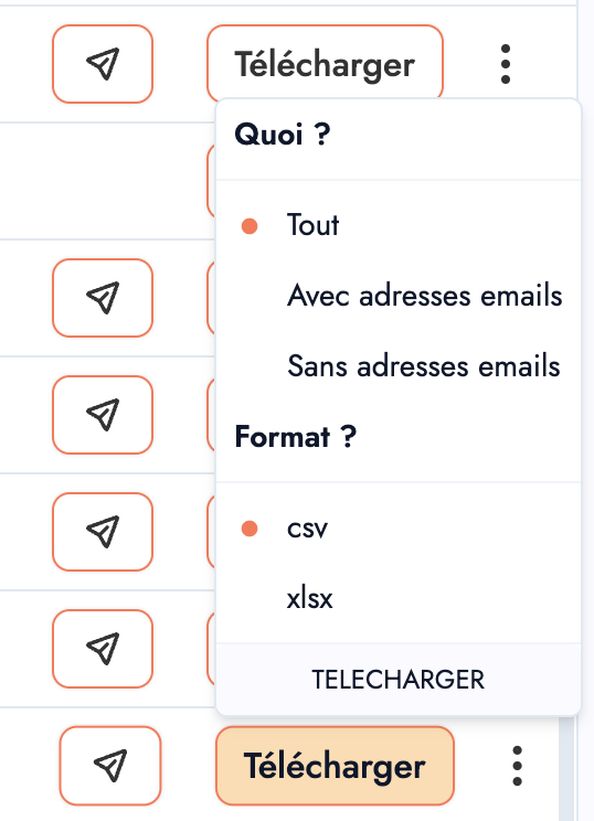 Bouton pour télécharger les données scrapés