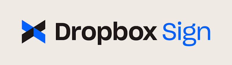 Dropbox ecris en noir Sign en bleu sur un fond beige