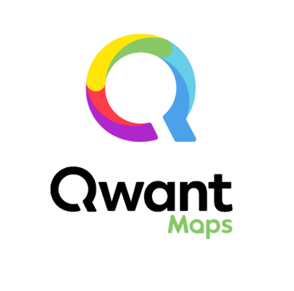 Qwant is written in black on a white background with a multicolored Q above it.
