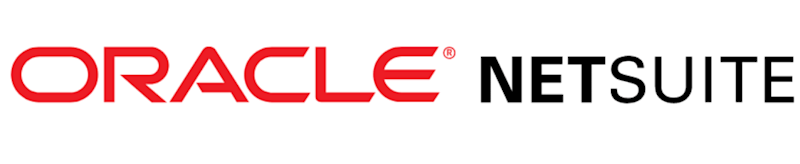 Oracle ecris en rouge et net suite en noir sur fond blanc